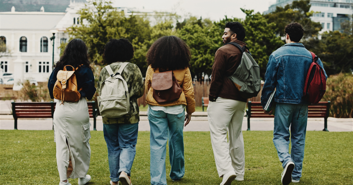 Young adults walking together