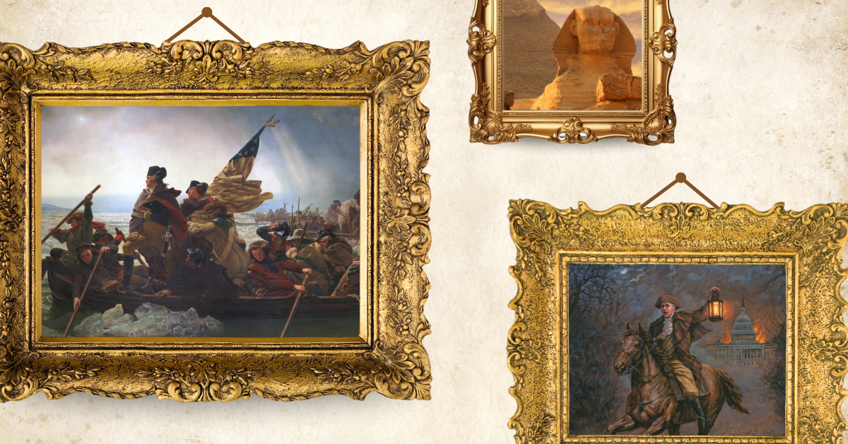 Historical images in old photo frames