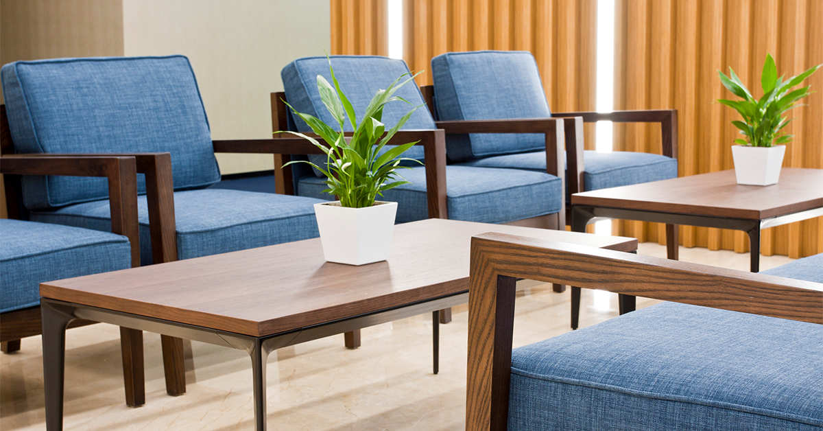 Lobby of dental office with furniture