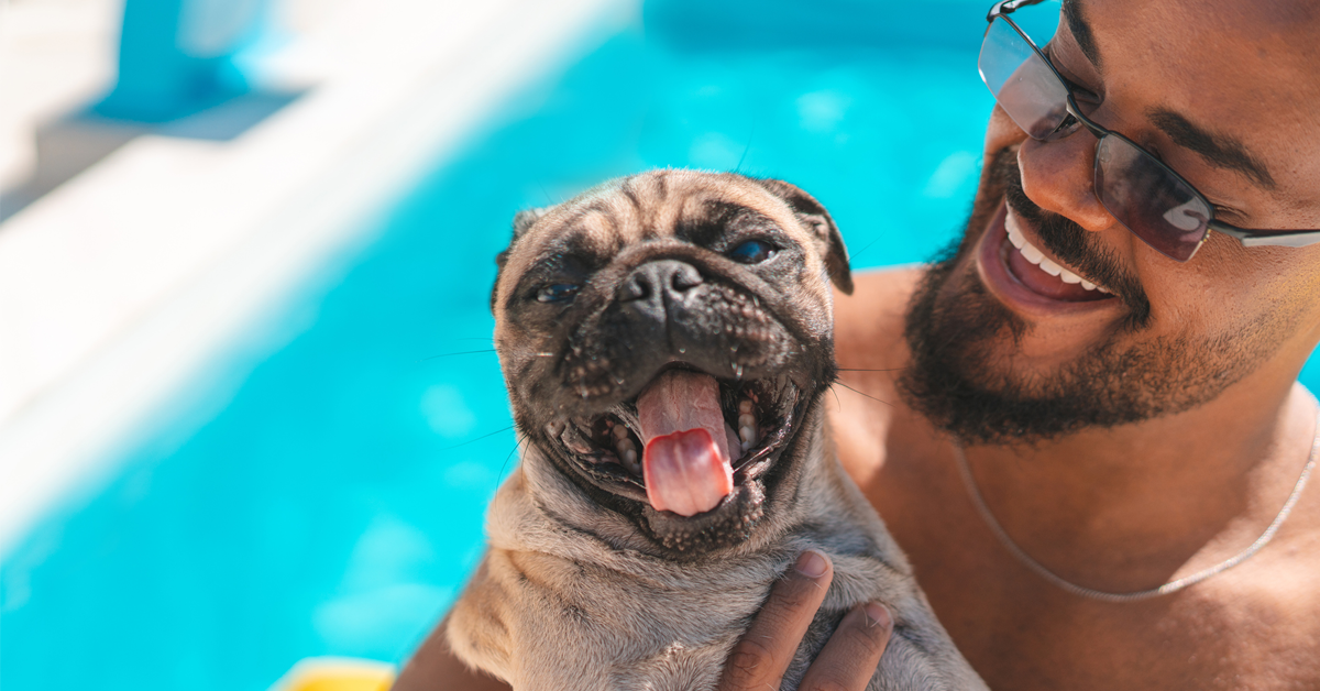 an employee enjoys time with their pet during out of office time for mental and phyisical health benefits