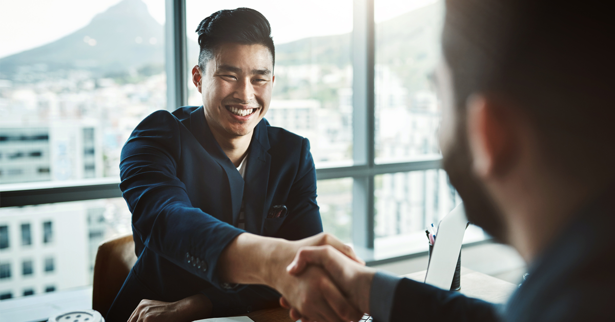 a man finishes a great job interview after finding the perfect dental job for him