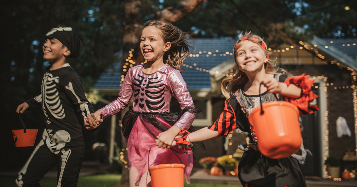 children going trick or treating