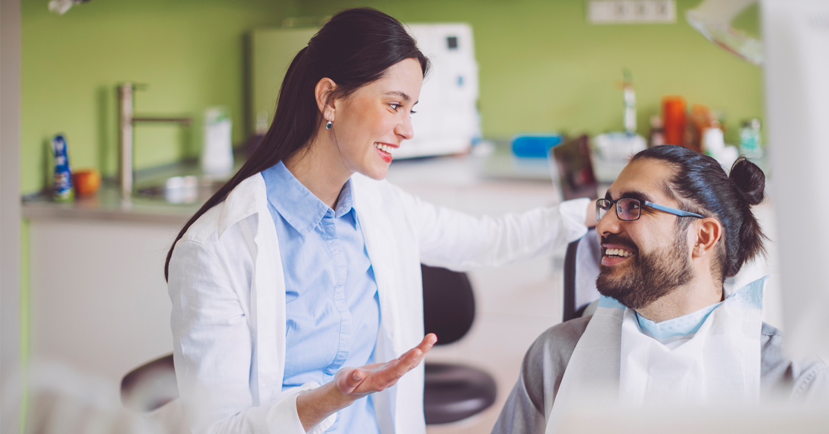 a gen z patient vists a dentist who has made her office welcoming to young people