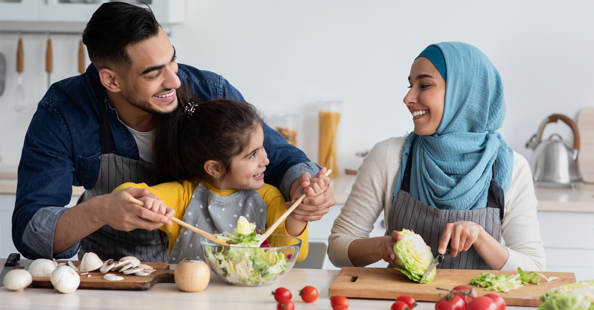 a family enjoys fresh vegetables